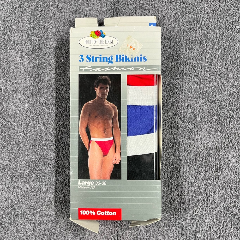 Rare vintage Fruit of the Loom mens string bikini briefs